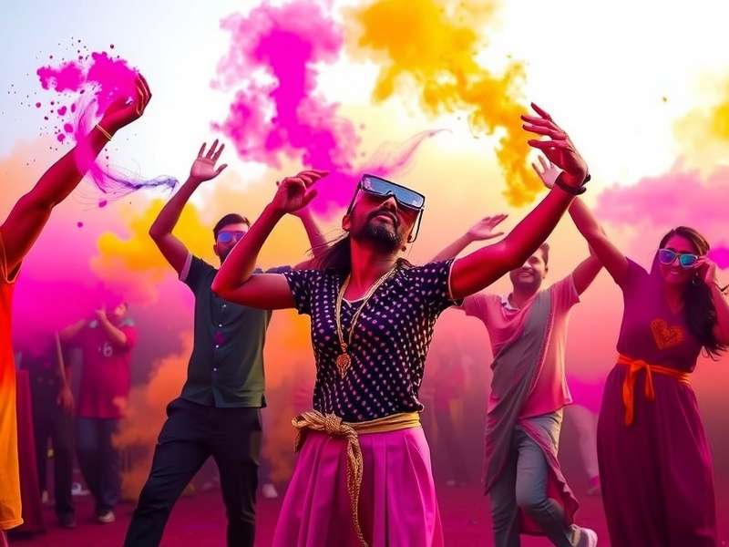 Bollywood VR Moves - Holi Event Holi celebration in Bollywood VR Moves with players dancing in virtual color splashes